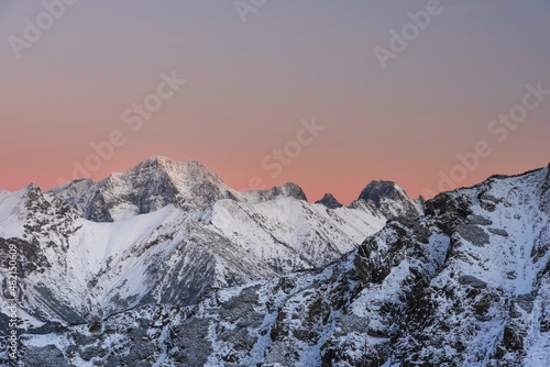 Beautiful winter views of the High Tatra Mountains with tourists  skiers and amazing states of nature
