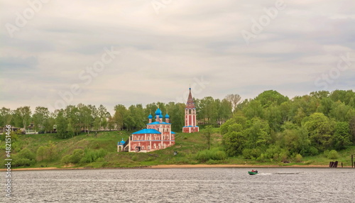 An ancient temple on the banks of the Volga River in the ancient Russian city of Tutaev photo