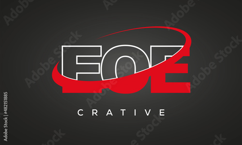 EOE creative letters logo with 360 symbol Logo design