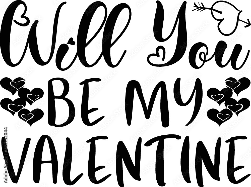 Will you be my valentine, Valentines Design vector black and white hand lettering inscription ,Calligraphy t-shirt design, Heart arrow vector, illustration for 14 February
Will you be my valentine, Valentines Design vector black and white hand lettering inscription ,Calligraphy t-shirt design, Heart arrow vector, illustration for 14 February