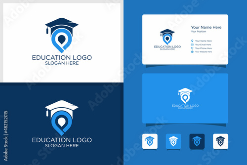 education design logo and business card design template. premium vectors.