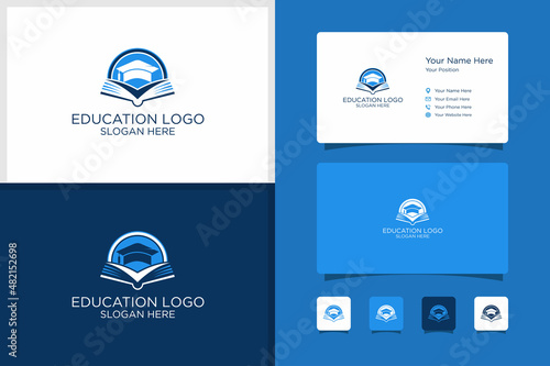 education design logo and business card design template. premium vectors.