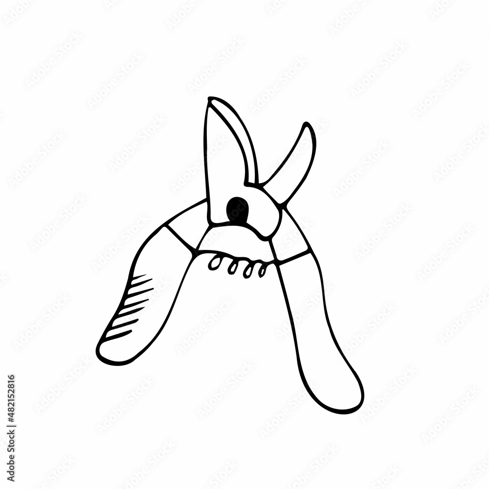 Hand drawn pruner illustration in vector. Doodle pruner illustration in vector. Hand drawn garden scissor. Hand drawn pruner illustration in vector. Doodle pruner illustration in vector. Hand drawn garden scissor.
