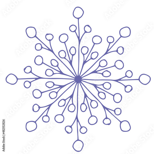 very peri snowflake element clip art handdrawn