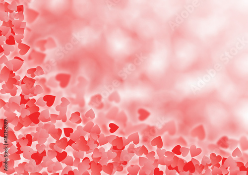 Obraz na plátně Red bokeh background with hearts