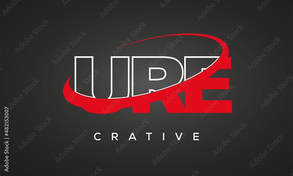 URE creative letters logo with 360 symbol Logo design