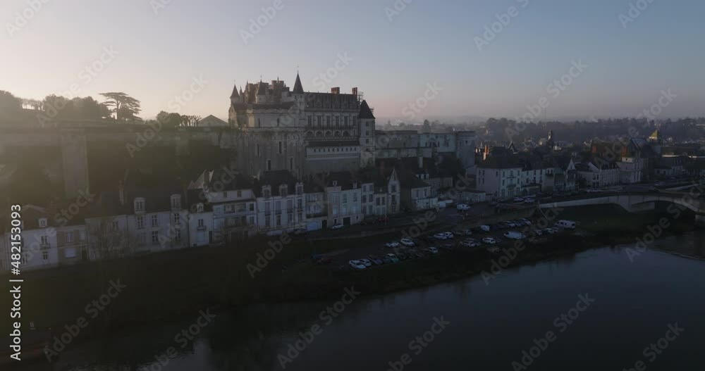 Aerial shot of the castle of Amboise over the french Loire Valley. It is one of the most beautiful piece of architecture from France and, for the reason, thousands of people visit it every year. Aerial shot of the castle of Amboise over the french Loire Valley. It is one of the most beautiful piece of architecture from France and, for the reason, thousands of people visit it every year.