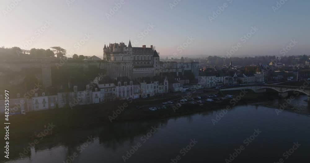 Aerial shot of the castle of Amboise over the french Loire Valley. It is one of the most beautiful piece of architecture from France and, for the reason, thousands of people visit it every year. Aerial shot of the castle of Amboise over the french Loire Valley. It is one of the most beautiful piece of architecture from France and, for the reason, thousands of people visit it every year.