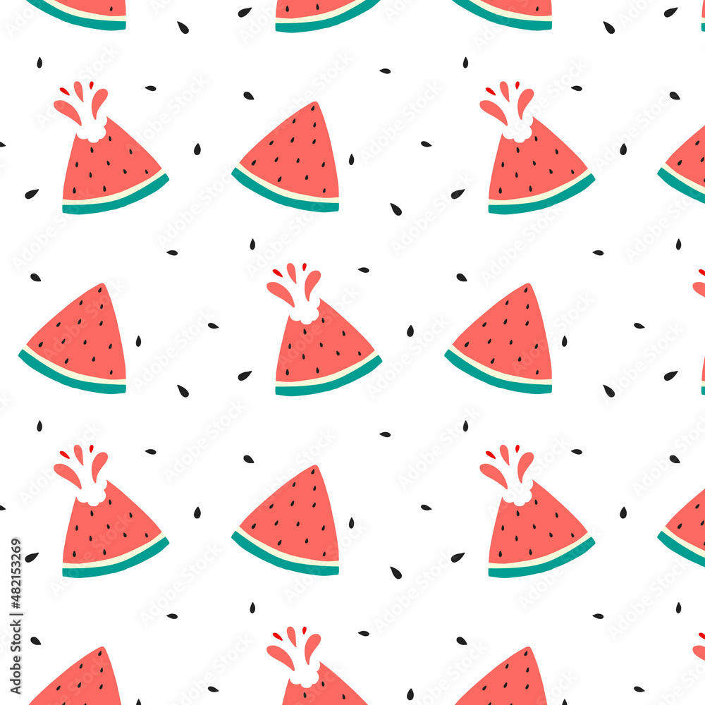 Vector seamless pattern with juicy slices of watermelon. Summer pattern with watermelon. Vector seamless pattern with juicy slices of watermelon. Summer pattern with watermelon.