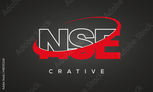 NSE creative letters logo with 360 symbol Logo design