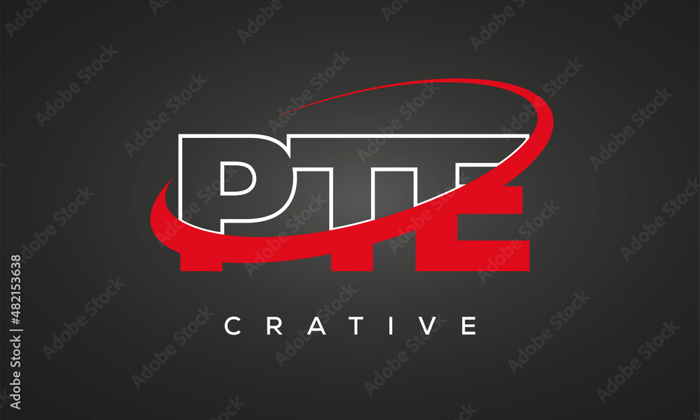 PTE creative letters logo with 360 symbol Logo design