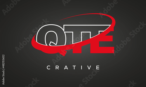 QTE creative letters logo with 360 symbol Logo design