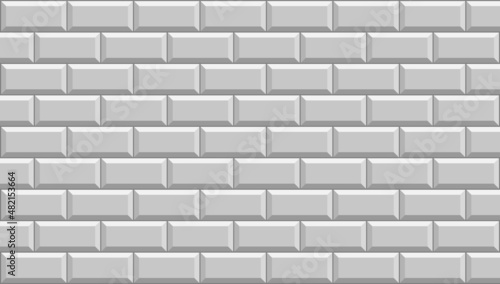 Subway tile background. Grey brick wall pattern for kitchen and bathroom. Vector illustration.
