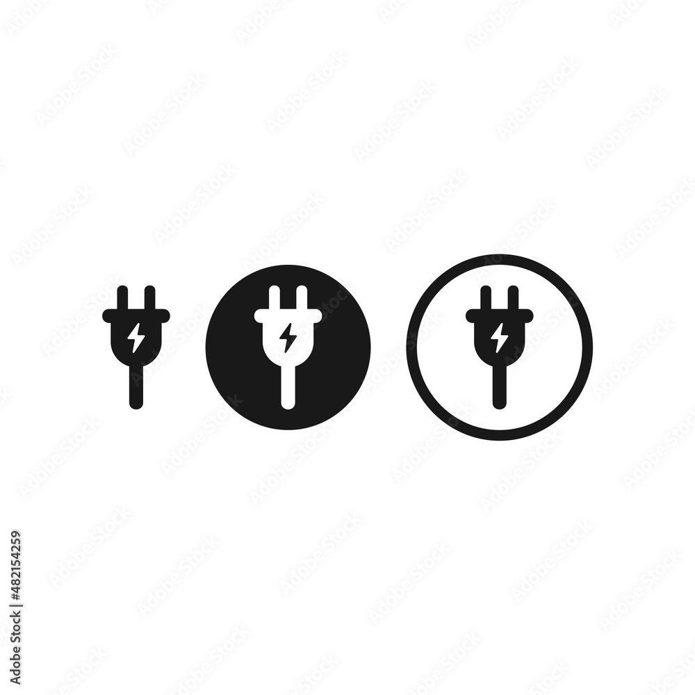 Electric plug icon set isolated of solid style design Electric plug icon set isolated of solid style design