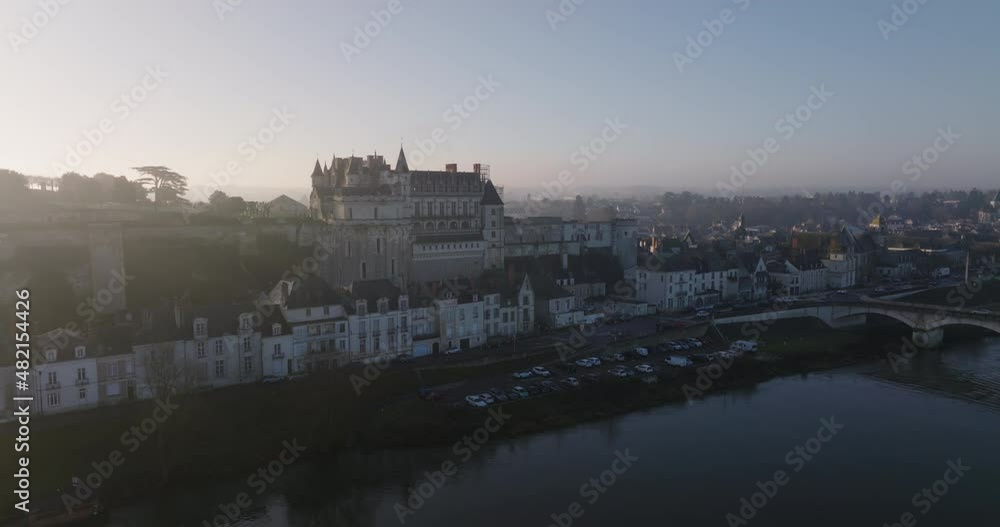 Aerial shot of the castle of Amboise over the french Loire Valley. It is one of the most beautiful piece of architecture from France and, for the reason, thousands of people visit it every year. Aerial shot of the castle of Amboise over the french Loire Valley. It is one of the most beautiful piece of architecture from France and, for the reason, thousands of people visit it every year.