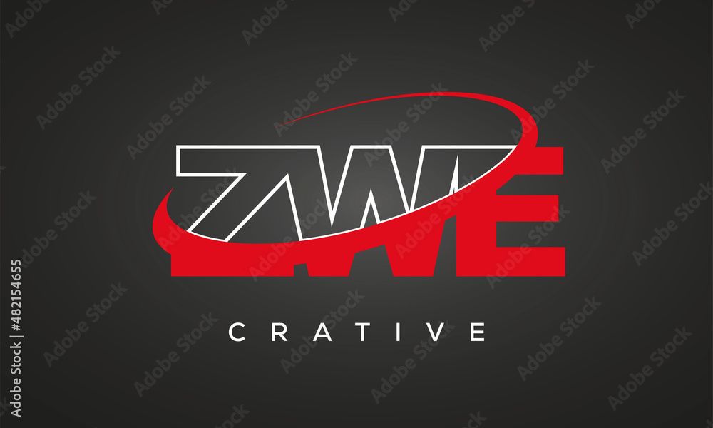 ZWE creative letters logo with 360 symbol Logo design