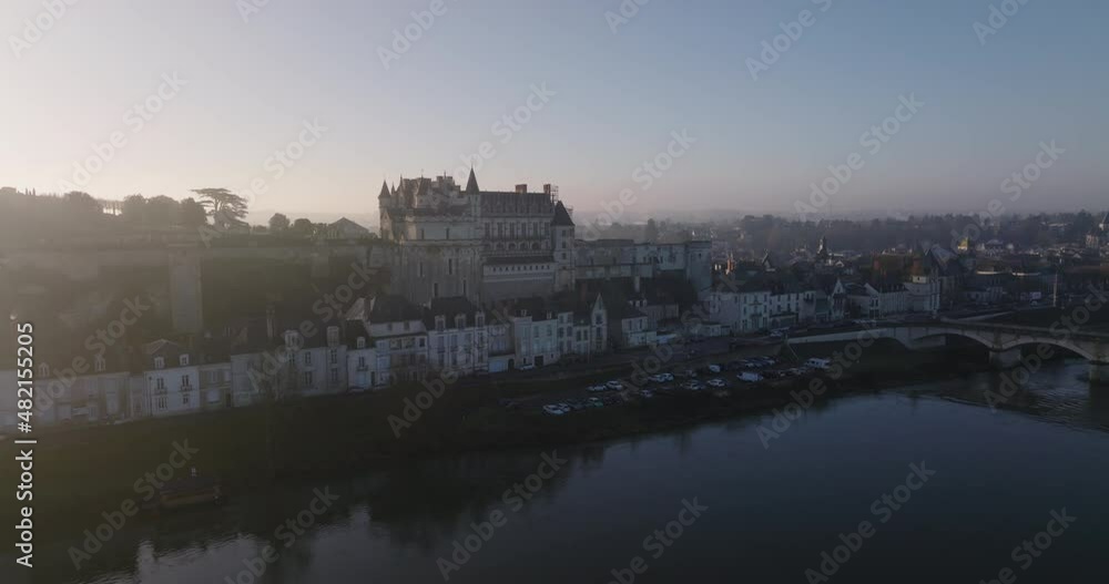 Aerial shot of the castle of Amboise over the french Loire Valley. It is one of the most beautiful piece of architecture from France and, for the reason, thousands of people visit it every year. Aerial shot of the castle of Amboise over the french Loire Valley. It is one of the most beautiful piece of architecture from France and, for the reason, thousands of people visit it every year.