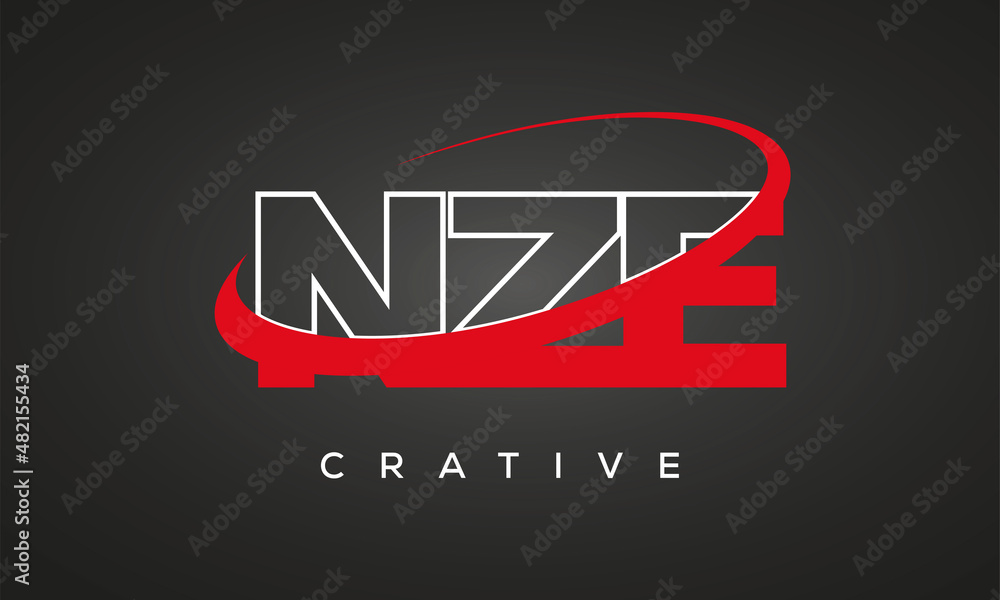 NZE creative letters logo with 360 symbol Logo design