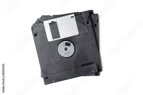 Floppy disks. Old-fashioned data keepers. Isolated on white.