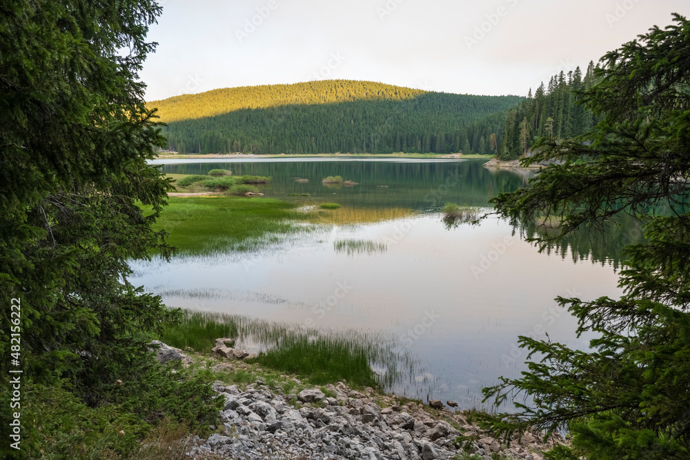 View of the Black Lake on mountain. View of the Black Lake on mountain.