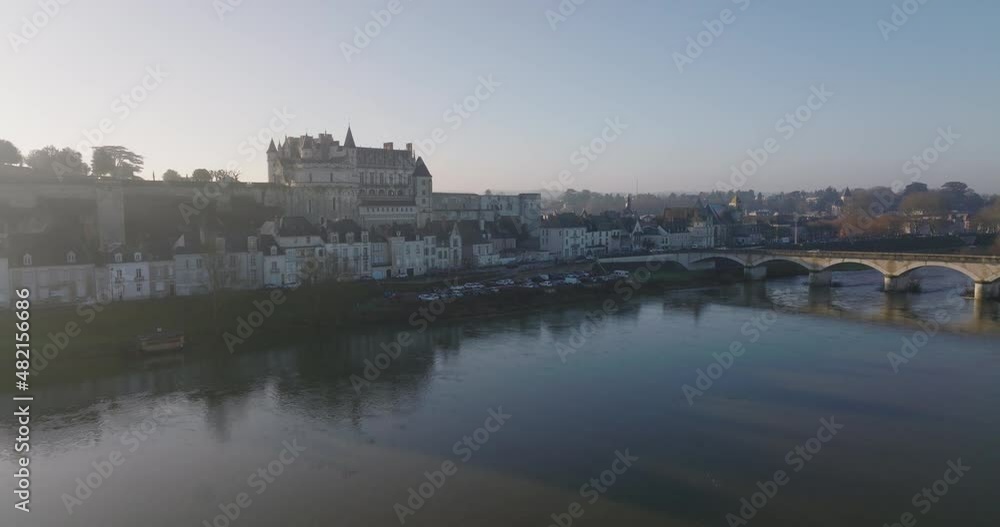 Aerial shot of the castle of Amboise over the french Loire Valley. It is one of the most beautiful piece of architecture from France and, for the reason, thousands of people visit it every year. Aerial shot of the castle of Amboise over the french Loire Valley. It is one of the most beautiful piece of architecture from France and, for the reason, thousands of people visit it every year.