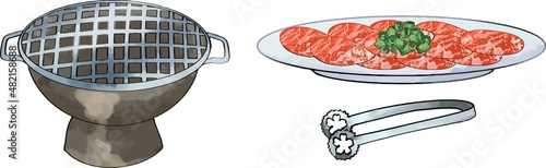 焼肉セットのイラスト 牛タン