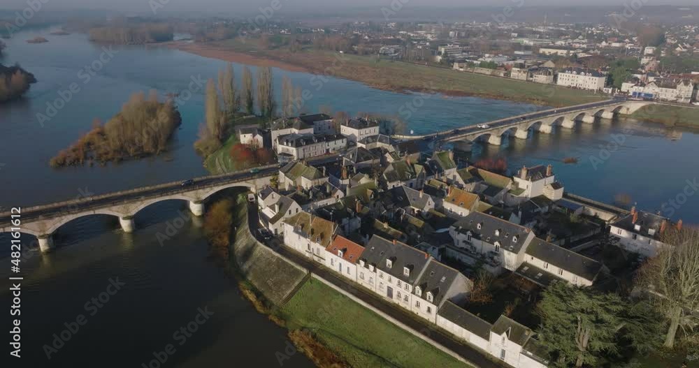Aerial shot of the castle of Amboise over the french Loire Valley. It is one of the most beautiful piece of architecture from France and, for the reason, thousands of people visit it every year. Aerial shot of the castle of Amboise over the french Loire Valley. It is one of the most beautiful piece of architecture from France and, for the reason, thousands of people visit it every year.