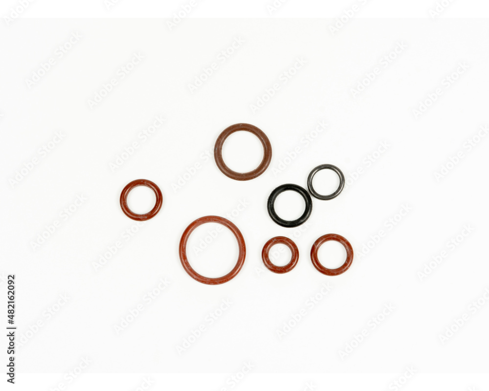 Hydraulic and pneumatic orings in different sizes and colors, on a