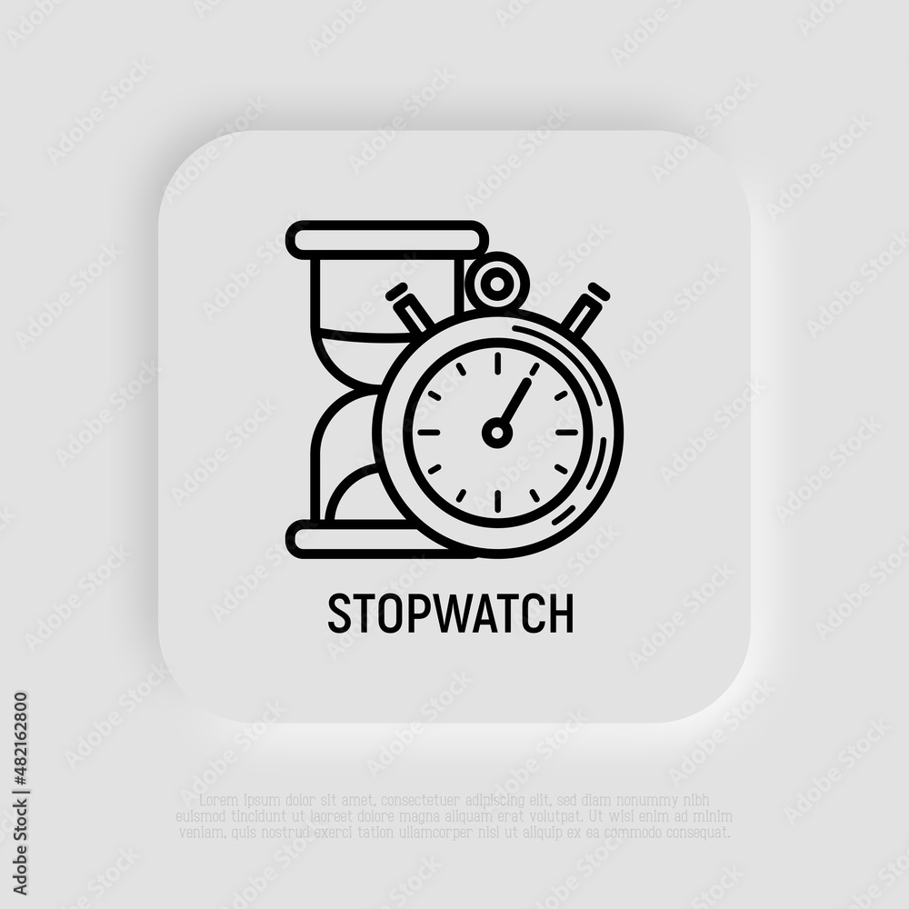Countdown thin line icon: stopwatch and hourglass. Modern vector illustration. Countdown thin line icon: stopwatch and hourglass. Modern vector illustration.