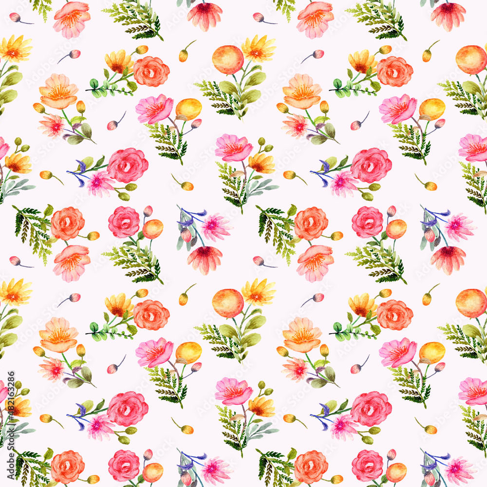 Fototapeta premium hand drawn seamless floral pattern