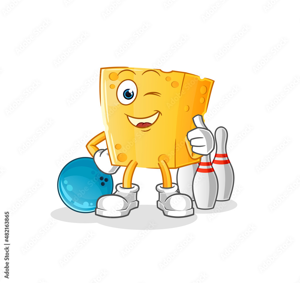 cheese play bowling illustration. character vector cheese play bowling illustration. character vector
