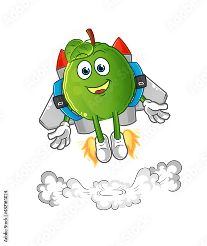 guava with jetpack mascot. cartoon vector