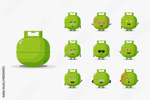 Cute lpg cylinder character design set