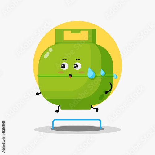 Cute lpg cylinder character running competition