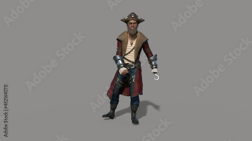 3D Pirate Goes Lame, Animation , Transparent Background , loop