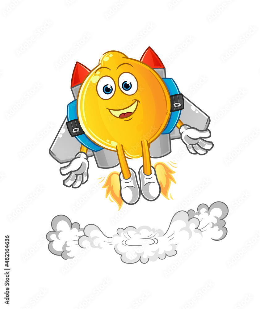 lemon with jetpack mascot. cartoon vector lemon with jetpack mascot. cartoon vector