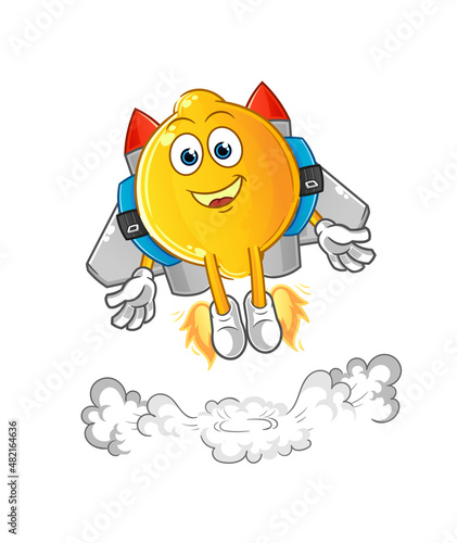 lemon with jetpack mascot. cartoon vector