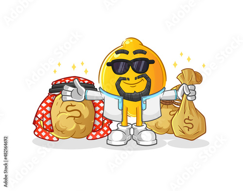 lemon rich arabian mascot. cartoon vector