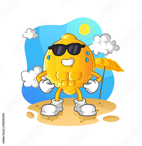 lemon sunbathing in summer. character vector