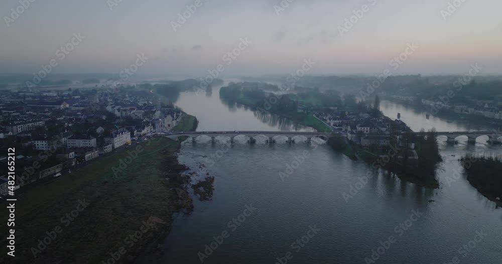 Aerial shot of the castle of Amboise over the french Loire Valley. It is one of the most beautiful piece of architecture from France and, for the reason, thousands of people visit it every year. Aerial shot of the castle of Amboise over the french Loire Valley. It is one of the most beautiful piece of architecture from France and, for the reason, thousands of people visit it every year.