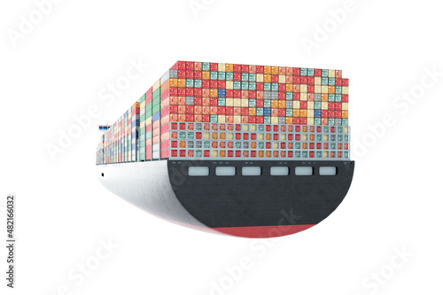 Fotografie, Obraz Huge ship with containers isolate on white background