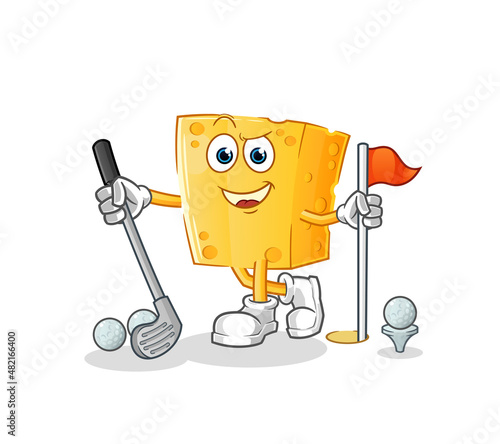 cheese playing golf vector. cartoon character