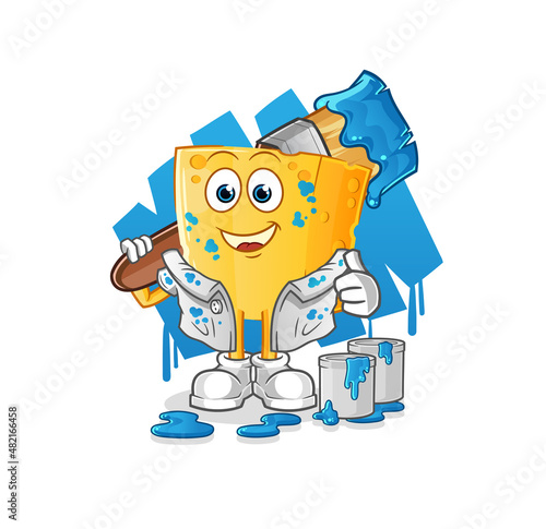 cheese painter illustration. character vector