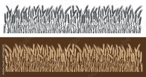 Ears of wheat horizontal seamless pattern. Sketch vector illustration