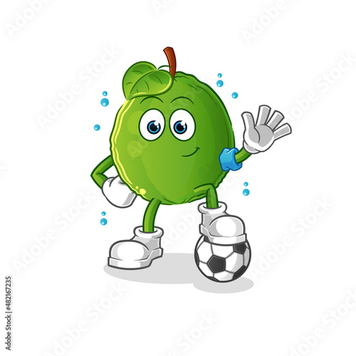 guava playing soccer illustration. character vector