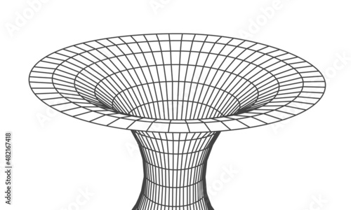 Wormhole geometric grid wireframe tunnel flat style design vector illustration. Abstract futuristic time travel wormhole tunnel science 3d surface concept grid.