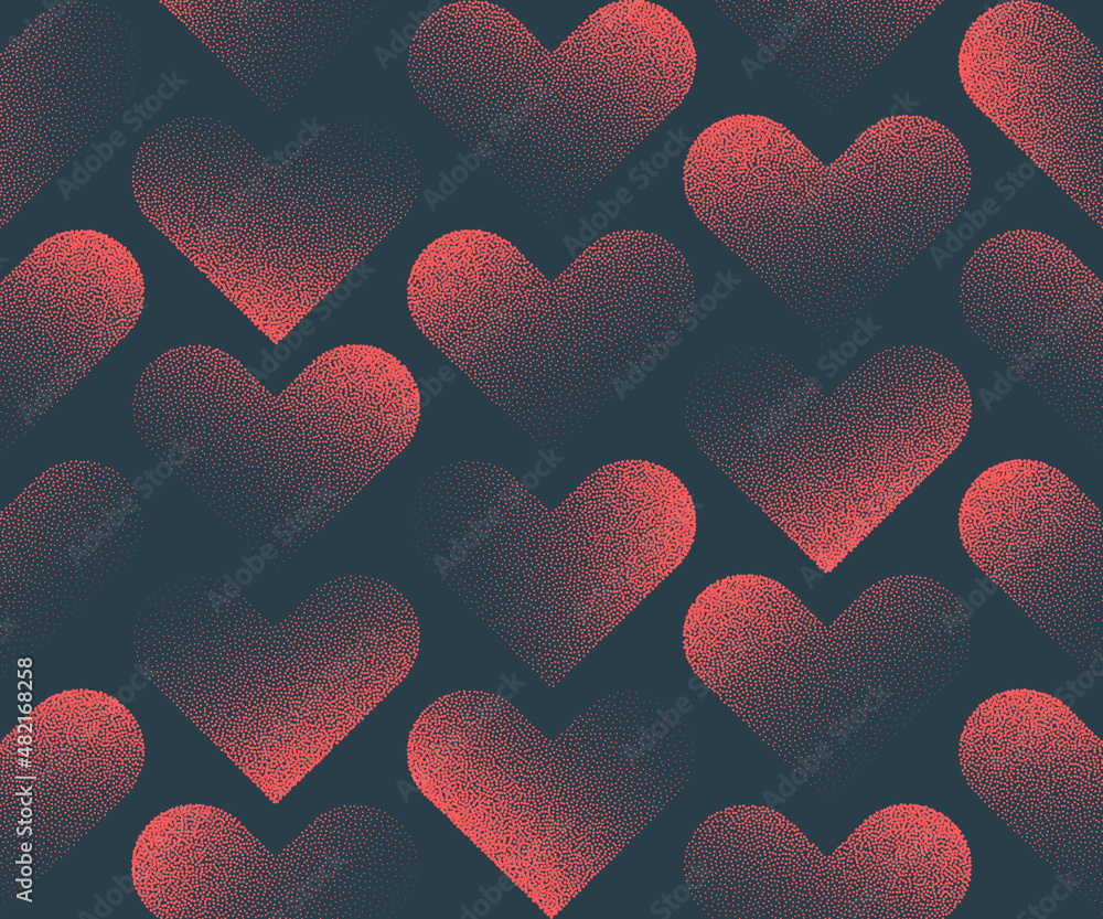 Modern Valentine's Day Background Vector Stipple Red Hearts Seamless  Pattern Abstract Wallpaper. Dotted Texture Heart Graphic Love Symbol  Repetitive Wrapping Paper Texture. Romantic Art Illustration Stock Vector |  Adobe Stock