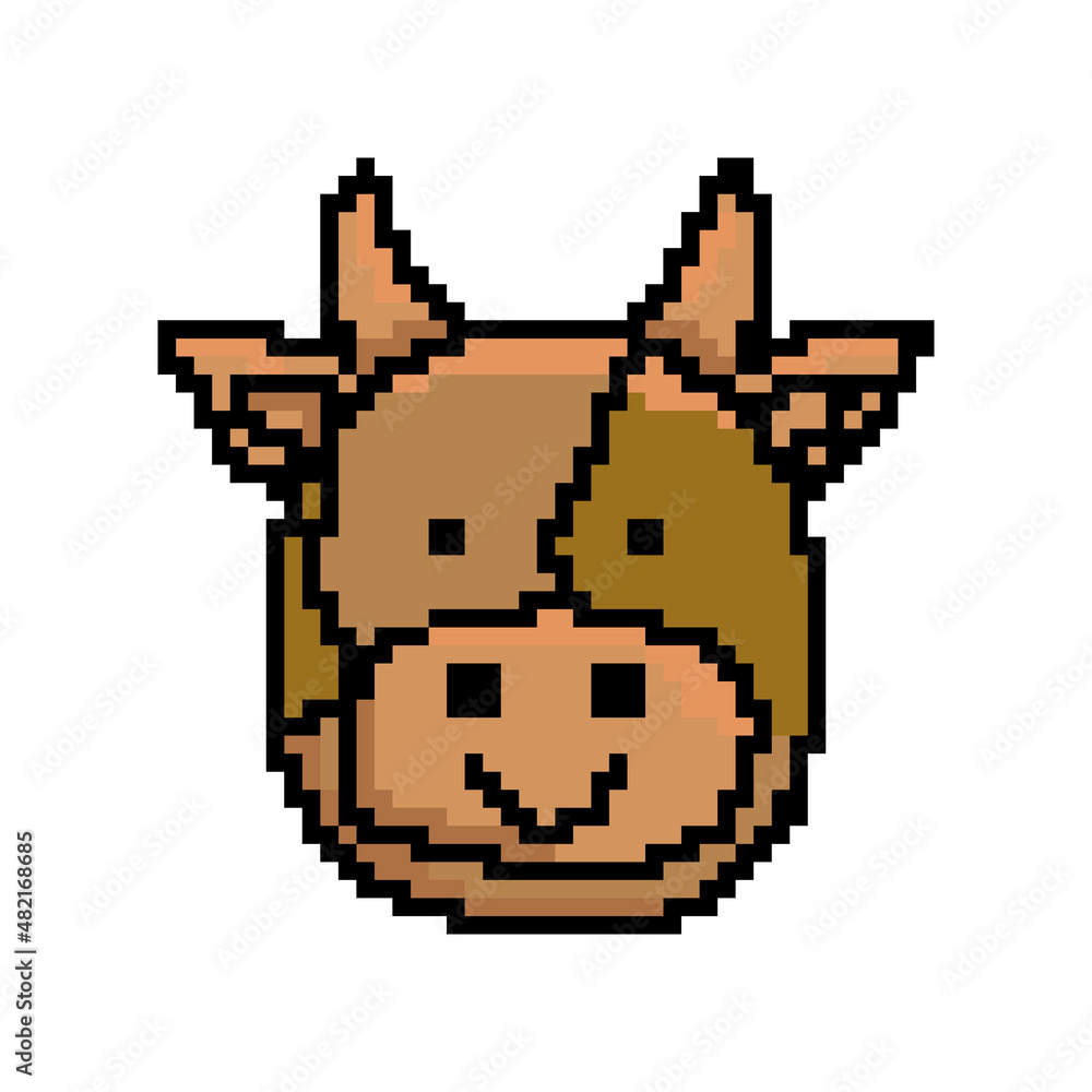 Pixel art animal cow design isolated