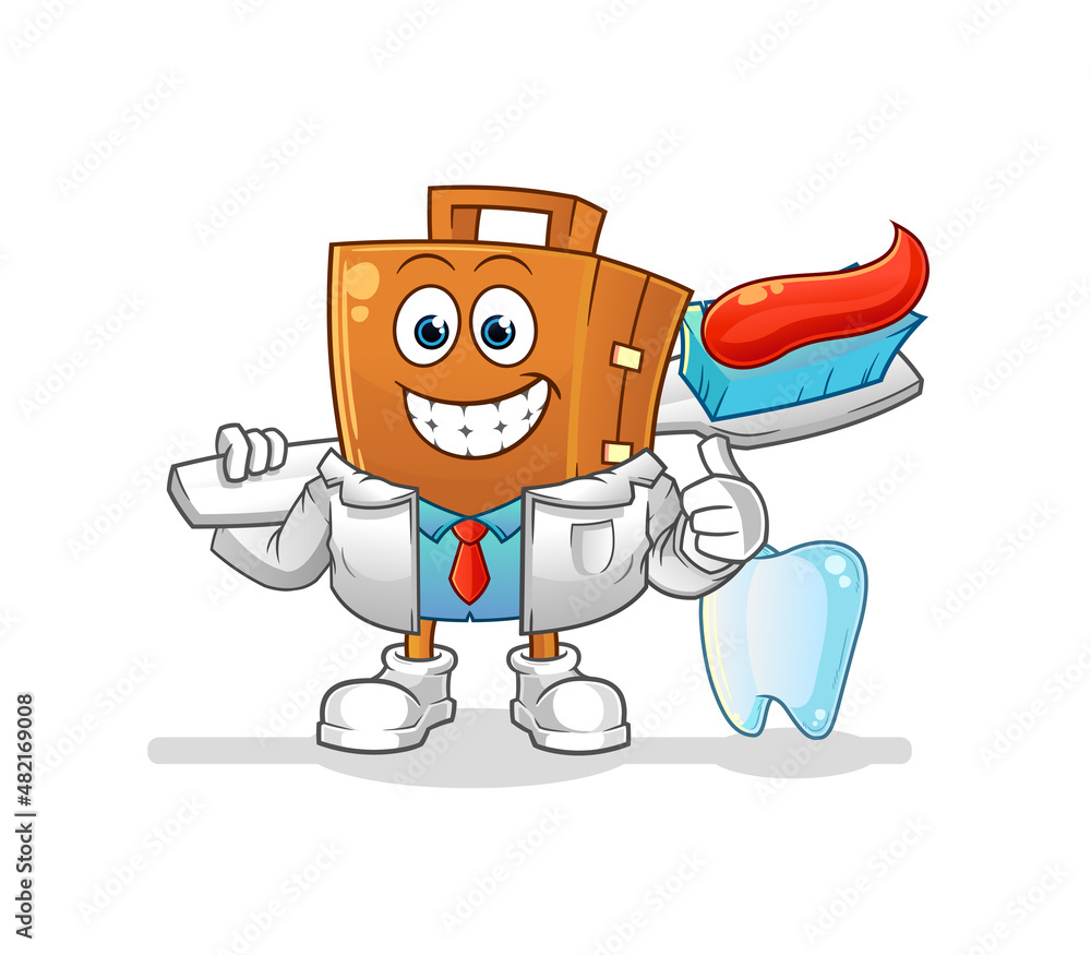 suitcase dentist illustration. character vector