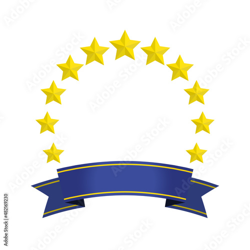 青いリボンと星の輪のゴージャスなフレーム